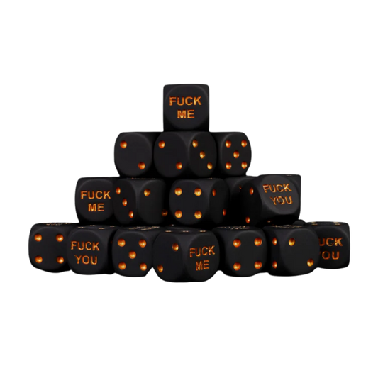 F**k Me & F**k You Dice Matte Black 16mm Round (25 Stück)