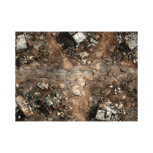 Gaming Mat Neoprene 60x44 - Shattered Warzone with Deployment Zones and Grid-GMS Forge-Radaddel