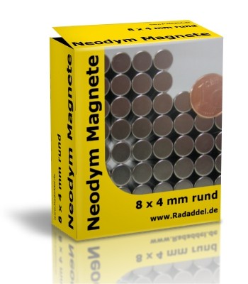 10 Neodym Magnete rund 8 x 4 mm